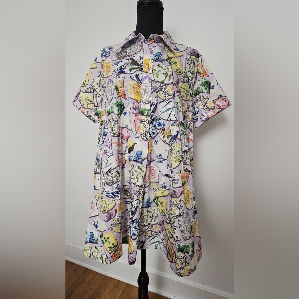 BY ANTHROPOLOGIE
The Pollie Short-sleeve Swing Tunic Mini Dress In Purple - Picture 3 of 5